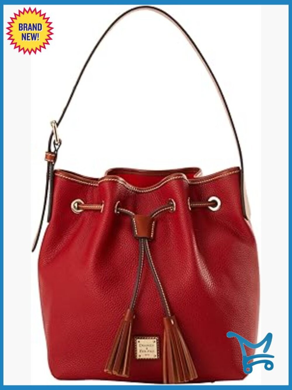 Leather Bucket Bag with Adjustable Strap, Inside Pockets, Everyday Use